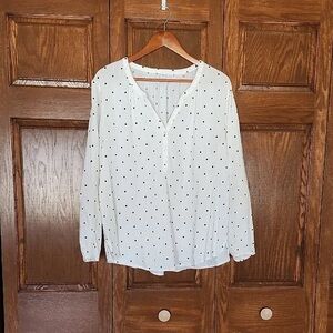 White Polka Dot Women's Top
